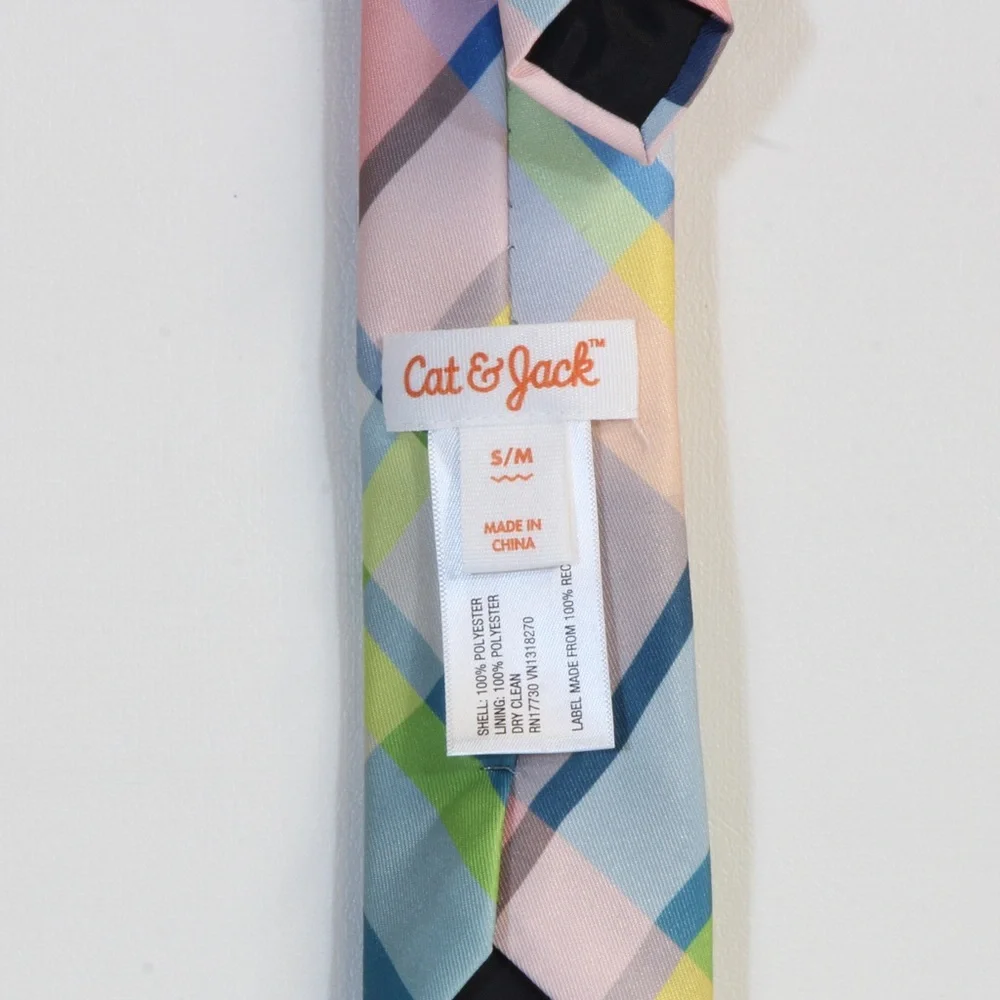 Cat & Jack Boys Easter Pre-tied Neck Tie White Blue Green Plaid Size S/M NWOT